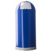 WITT Metal Push Top Dome Indoor Trash Receptacle  - 15 gallon, Blue
